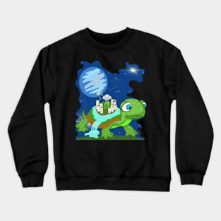 World on a turtle on a world, with aliens Crewneck Sweatshirt